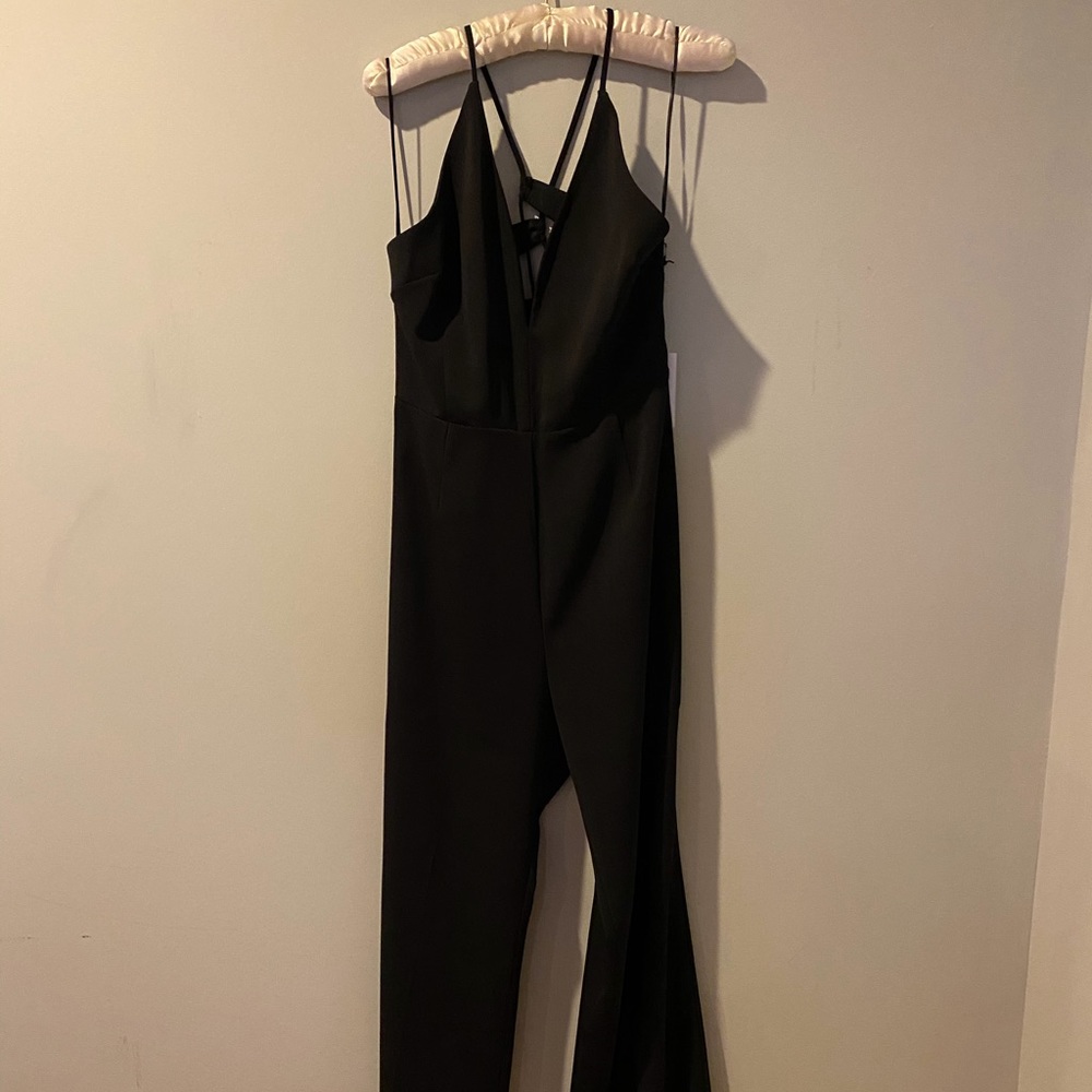 ASTR Lace-up back jumpsuit in black